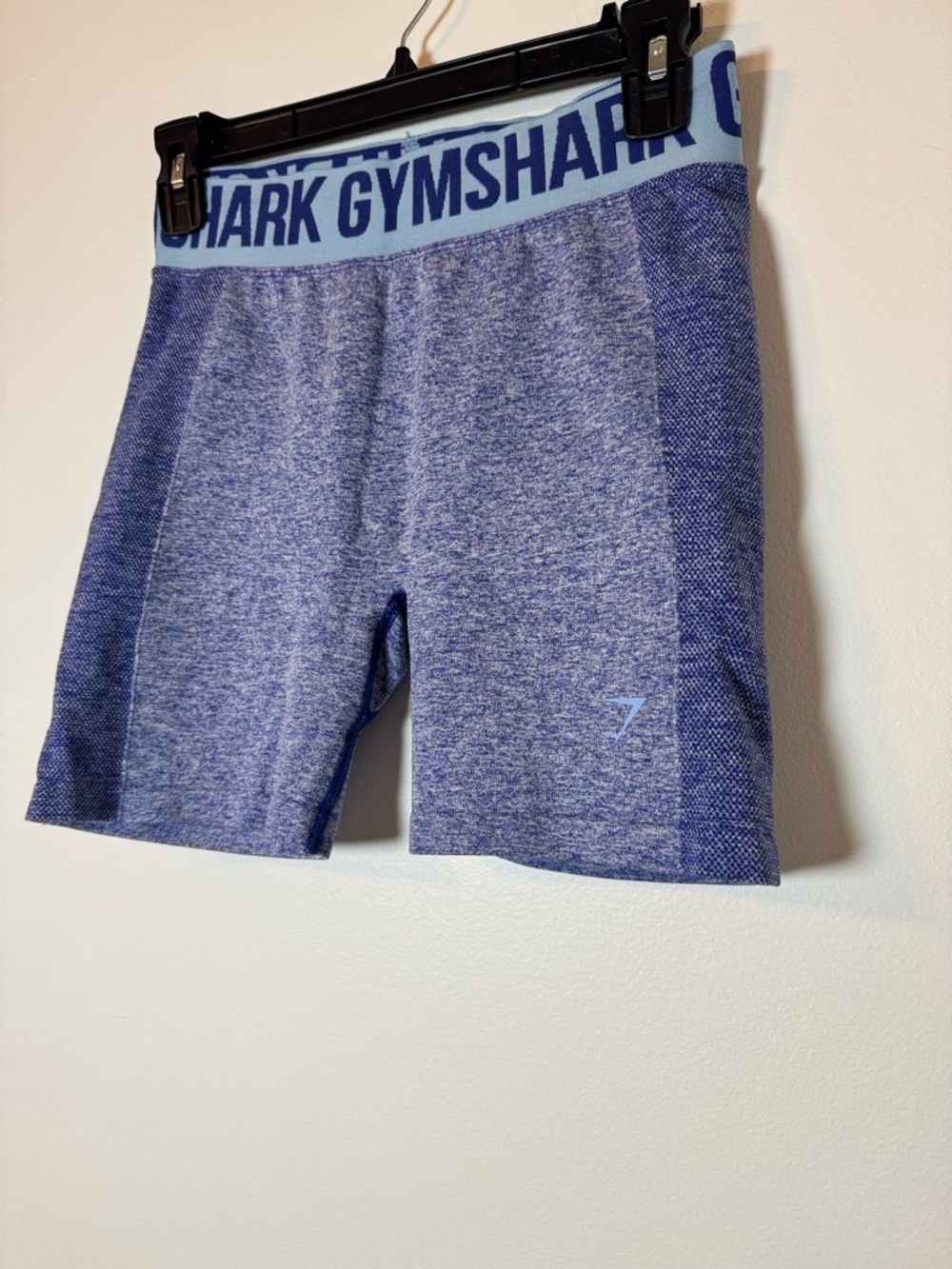 Gymshark Seamless Biker Shorts Blue High Waisted Logo Waistband Medium